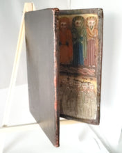 Load image into Gallery viewer, antique Ethiopian Coptic Christian Orthodox Leather cover Wood Painted Icon,African ,Art Décor,Home Décor, religious art