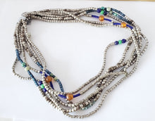 Load image into Gallery viewer, Antique Ethiopian strand of medium Heishi Silver Beads,Hand Crafted Silver,Ethnic Jewelry,Tribal Jewelry,