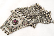 Load image into Gallery viewer, Antique Silver Afghan Kuchi Pendant with Bells tribal jewelryHand Crafted Silver,Pendants Necklace,Ethnic Jewelry,Tribal Jewelry