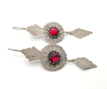 Load image into Gallery viewer, Antique Moroccan Old Berber Earrings Silver with Glass Talhakimt,Ethnic Tribal,sliver Earrings,Dangle & Drop, Earrings,Tribal Jewelry,