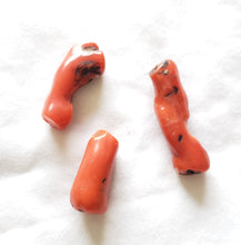 Load image into Gallery viewer, Antique Berber 3 Natural Branch Red Coral Beads Morocco 16gr Mediterranean