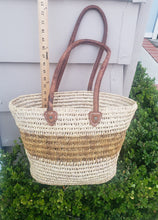 Load image into Gallery viewer, Handmade Moroccan Natural French Basket Leather Handle ,African Straw Bag,Woman Tote Beach Bag, Shopping Bag,Straw beach tote,Gift for her