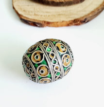 Load image into Gallery viewer, Antique Moroccan Enameled Silver Ball Pendent with Enameled,Hand Crafted Silver,Pendants Necklace,Ethnic Jewelry,Tribal Jewelry