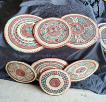 Load image into Gallery viewer, Ethiopian handwoven basket Round wall basket,African Art, Décor Baskets,Wicker Basket ,Flat Basket, Straw Basket ,Wall Boho Decor