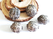 Load image into Gallery viewer, Old silver star burst granulation hallmarked Globe beads from Yemen circa 1930s,Bedouin tribal ,Hand Crafted Silver,Ethnic Jewelry