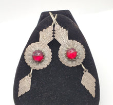 Load image into Gallery viewer, Antique Moroccan Old Berber Earrings Silver with Glass Talhakimt,Ethnic Tribal,sliver Earrings,Dangle & Drop, Earrings,Tribal Jewelry,