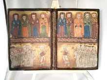 Load image into Gallery viewer, antique Ethiopian Coptic Christian Orthodox Leather cover Wood Painted Icon,African ,Art Décor,Home Décor, religious art