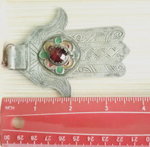Load image into Gallery viewer, Moroccan Old Silver & Enamel Hand of Fatima Hamsa Pendant Amulet,Berber Jewelry,African Jewelry,Moroccan Jewelry,Hand of Fatima Charm,