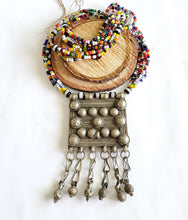 Load image into Gallery viewer, Handmade Tribal rare Ethiopian silver amulet and Glass Beads necklace,Hand Crafted, Ethiopian Telsum,african Silver, ethiopian jewelry