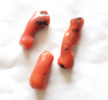 Load image into Gallery viewer, Antique Berber 3 Natural Branch Red Coral Beads Morocco 16gr Mediterranean