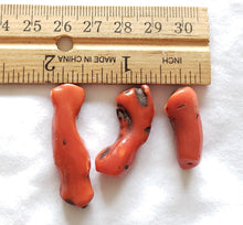 Load image into Gallery viewer, Antique Berber 3 Natural Branch Red Coral Beads Morocco 16gr Mediterranean