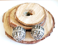 Load image into Gallery viewer, Old silver star burst granulation hallmarked Globe beads from Yemen circa 1930s,Bedouin tribal ,Hand Crafted Silver,Ethnic Jewelry