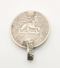 Load image into Gallery viewer, antique Ethiopia silver coins HAILE SELASSIE Silver coin lion of Judah Pendant, Made in 1970s, Rasta Jewelry, Silver coins