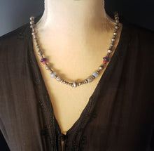 Load image into Gallery viewer, Antique Ethiopian Silver Heishi and Glass Beads necklace,Beads Hand Crafted Glass, Ethiopian Trade,Silver Beads ,Venetian Trade Necklace