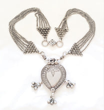 Load image into Gallery viewer, antique tribal old silver necklace Amulet heart Pendant from Rajasthan 1930s BFF heart Pendant,valentine Necklace