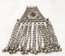 Load image into Gallery viewer, Antique Silver Afghan Kuchi Pendant with Bells tribal jewelryHand Crafted Silver,Pendants Necklace,Ethnic Jewelry,Tribal Jewelry