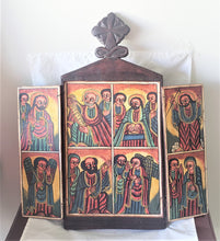 Load image into Gallery viewer, Ethiopian Coptic Christian Folding 19''Wooden Triptych Painted Altar Icon,African ,Art Décor,Home Décor, religious art