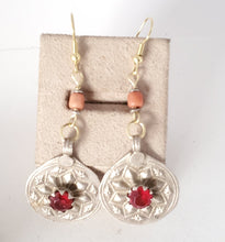 Load image into Gallery viewer, Antique Moroccan Old Silver pendants coral Earrings ,Ethnic Tribal,sliver Earrings,Dangle & Drop Earrings,Tribal Jewelry,