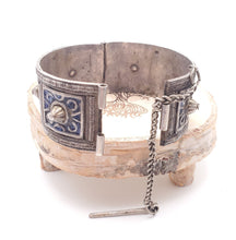 Load image into Gallery viewer, Antique Silver Moroccan Berber blue enamel Bracelet, ethnic tribal, tribal bracelets,Moroccan jewelry, ethnic jewelry, Tuareg bracelets
