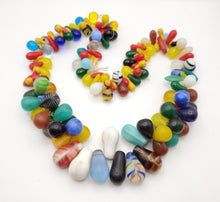 Load image into Gallery viewer, Antique Mixed Strand Africa Mali Large Bohemian Tear Drop Wedding Beads, Vintage African, Beads 1800's, African Trade
