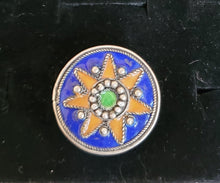 Load image into Gallery viewer, Moroccan Talismanic Berber Silver Enamel Ring size 10, tribal jewelry, Silver, Ethnic Jewelry, Tribal Jewelry

