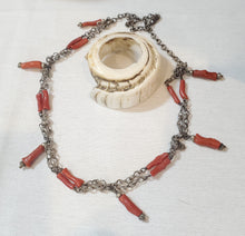 Load image into Gallery viewer, Antique Moroccan Berber natural Coral Silver Pendants Necklace
