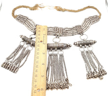 Load image into Gallery viewer, Antique Massive Yemenite silver Bedouin lazim Kirdan necklace ,ethnic Jewelry 1910s,Multistrand Necklace,Islamic Filigree,stacking layering
