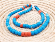 Load image into Gallery viewer, African 22'' Old Ethiopian Venetian Blue padre beads, Blue Glass,Trade Beads, African Trade Beads,

