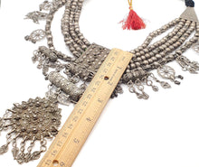 Load image into Gallery viewer, Antique Massive Yemenite silver Bedouin Lazim Kirdan necklace,1910s, Multistrand Necklace, Islamic Filigree, stacking layering.
