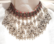 Load image into Gallery viewer, Antique Yemen Bawsani coral Silver granulated Dangled Beads Necklace circa 1910s
