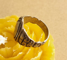 Load image into Gallery viewer, antique Tuareg elevated engraved table silver ring size 10, Tuareg jewelry, Sahara ring, Moroccan silver, tribal jewelry, Tuareg silver
