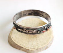 Load image into Gallery viewer, Moroccan red coral Bangle silver Bracelet 925 silver, ethnic tribal jewelry,tribal Moroccan bracelets, ethnic jewelry
