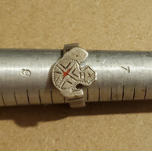 Load image into Gallery viewer, antique Tuareg elevated engraved table silver ring size 8, Tuareg jewelry, Sahara ring, Moroccan silver, tribal jewelry, Tuareg silver
