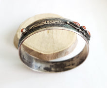 Load image into Gallery viewer, Moroccan red coral Bangle silver Bracelet 925 silver, ethnic tribal jewelry,tribal Moroccan bracelets, ethnic jewelry
