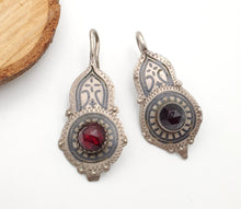 Load image into Gallery viewer, Antique Moroccan Old Berber Earrings Silver with Glass Talhakimt,Ethnic Tribal,sliver Earrings,Dangle &amp; Drop, Earrings,Tribal Jewelry,
