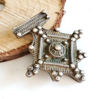 Load image into Gallery viewer, Moroccan Berber Old traditional silver cross pendant,Berber Talisman,Berber Jewelry,African Jewelry,Moroccan Jewelry,Berber Ethnic,
