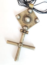 Load image into Gallery viewer, Antique Large Ethiopian Christian silver cross pendant,cross pendant,Genuine old neckcross,hinged Large size,Good silver,Boho jewelry
