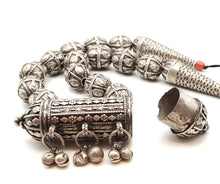 Load image into Gallery viewer, Old silver granulation Hirz prayer amulet pendant granulation beads Necklace from Yemen circa 1930s, Bedouin Silver, Ethnic Jewelry
