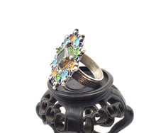 Load image into Gallery viewer, Moroccan Talismanic Berber Silver Enamel and glass cabochon Ring size 10, tribal jewelry, Silver, Ethnic Jewelry, Tribal Jewelry
