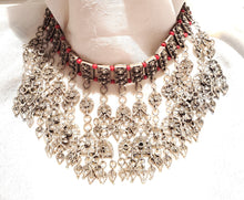 Load image into Gallery viewer, Antique Yemen Bawsani coral Silver granulated Dangled Beads Necklace circa 1910s
