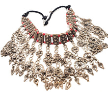 Load image into Gallery viewer, Antique Yemen Bawsani coral Silver granulated Dangled Beads Necklace circa 1910s
