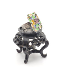 Load image into Gallery viewer, Moroccan Talismanic Berber Silver Enamel and glass cabochon Ring size 10.5, tribal jewelry, Silver, Ethnic Jewelry, Tribal Jewelry
