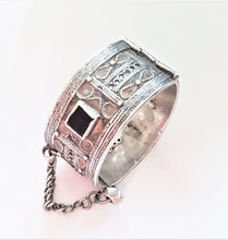 Load image into Gallery viewer, Antique Silver Moroccan Berber enamel glass Bracelet , ethnic tribal, tribal bracelets,Moroccan jewelry, ethnic jewelry, Tuareg bracelets
