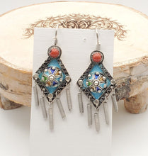 Load image into Gallery viewer, Moroccan Berber Sterling Silver enamels Coral Dangle Earrings ,Berber Jewelry,sliver Earrings,Dangle &amp; Drop Earrings,
