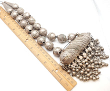 Load image into Gallery viewer, large silver Antique Bedouin tribal Yemeni necklace circa 1930s,ethnic,Middle East, silver ethnic beads,tribal bedouin necklace.
