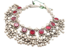 Load image into Gallery viewer, Antique Yemeni Bridal Silver Islamic red Glas Pendants Necklace,Ethnic Jewelry,circa 1910s
