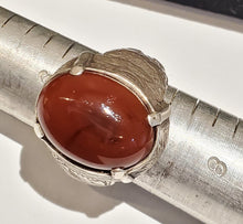 Load image into Gallery viewer, Old Engraved Turkish Ottoman Carnelian Ring size 7, Hand Made ,sterling silver 925 ,tribal jewelry, Ancient Carnelian, Ottoman Silver
