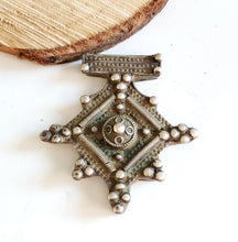 Load image into Gallery viewer, Moroccan Berber Old traditional silver cross pendant,Berber Talisman,Berber Jewelry,African Jewelry,Moroccan Jewelry,Berber Ethnic,
