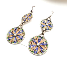 Load image into Gallery viewer, Moroccan Berber Sterling Silver enamels Dangle Earrings, Berber Jewelry, sliver Earrings, Dangle &amp; Drop Earrings,
