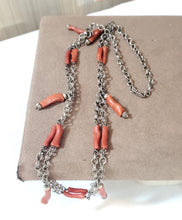 Load image into Gallery viewer, Antique Moroccan Berber natural Coral Silver Pendants Necklace
